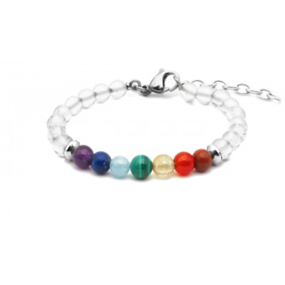 Le bracelet  7 CHAKRAS "CRISTAL DE ROCHE"