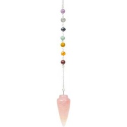 Pendule 7 Chakras Toupie Quartz Rose