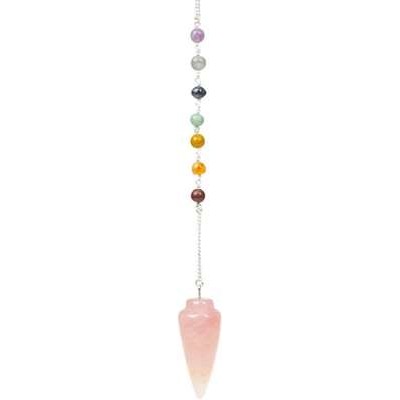 Pendule 7 Chakras Toupie Quartz Rose