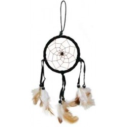 Attrape-rêves noir plumes beige - PM