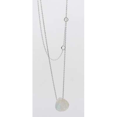 Collier Briolette facettée Pierre de Lune 13 mm - Argent 925