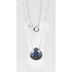 Collier Briolette facettée Labradorite 13 mm - Argent 925