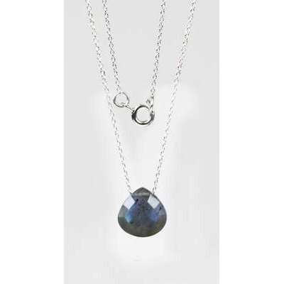 Collier Briolette facettée Labradorite 13 mm - Argent 925