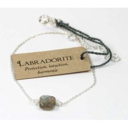 Bracelet coussin de Labradorite 7 mm - Argent 925