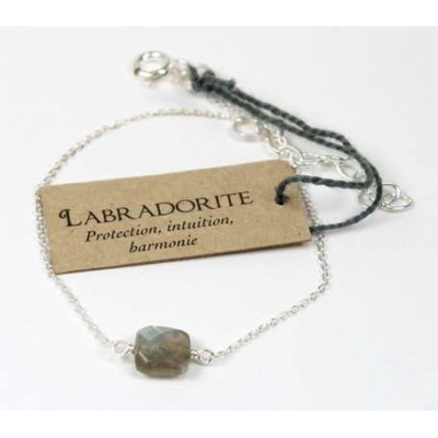 Bracelet coussin de Labradorite 7 mm - Argent 925