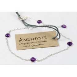 Bracelet pierres Amethyste 4 mm - Argent 925