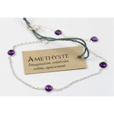 Bracelet pierres Amethyste 4 mm - Argent 925