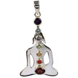Pendentif Pierres des Chakras Argent 925 Bouddha