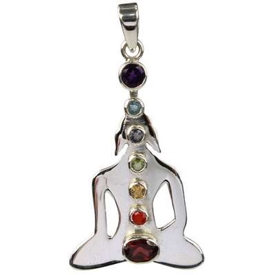 Pendentif Pierres des Chakras Argent 925 Bouddha
