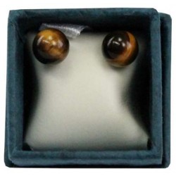 Boucles d'oreilles perles d'oeil de tigre - 6 mm