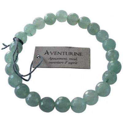 Bracelet Aventurine Verte Perles rondes facettées