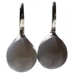 Boucles d'oreilles Pierre bombée Agate grise - Argent 925