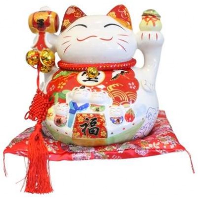 Chat Maneki Neko Porte-Bonheur Chance Tirelire Céramique - 32 cm Chat Maneki Neko Porte-Bonheur Chance Tirelire Céramique - 32 cm