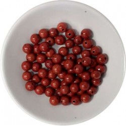 Perles Jaspe Rouge 6 mm - Sachet de 66 perles