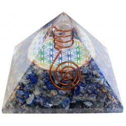Pyramide Orgonite Lapis Lazuli avec symbole Fleur de Vie