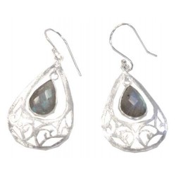 Boucles d'oreilles Labradorite Argent 925 brossé