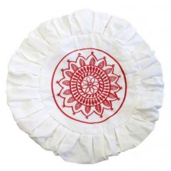 Housse de Zafu Blanche Broderie Mandala Rouge