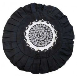 Housse de Zafu Noire Broderie Mandala Blanche