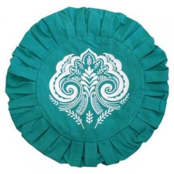 Housse de Zafu Verte Broderie Mandala Blanche