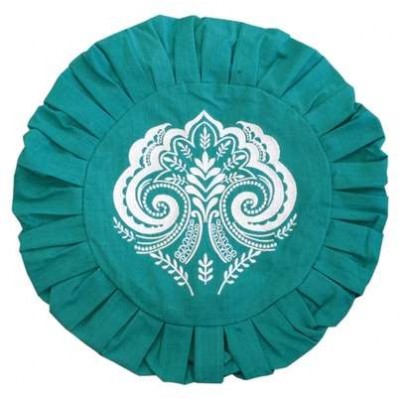 Housse de Zafu Verte Broderie Mandala Blanche