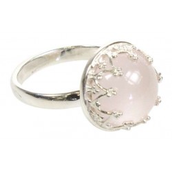 Bague Quartz Rose Argent 925 Ronde T52