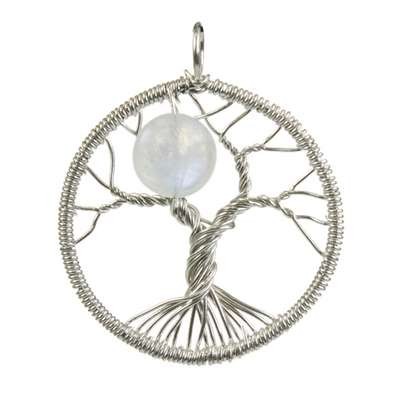 Pendentif Pierre de Lune Argent 925 Arbre de vie