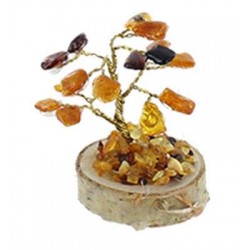 Arbre du Bonheur Ambre mixte 5 cm 16 pierres