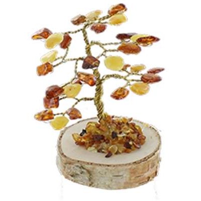 Arbre du Bonheur Ambre mixte 8 cm 32 pierres