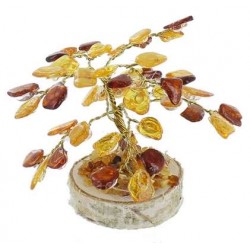 Arbre du Bonheur Ambre mixte 8 cm 45 pierres