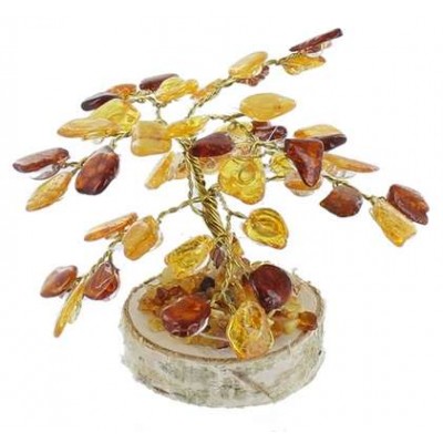 Arbre du Bonheur Ambre mixte 8 cm 45 pierres