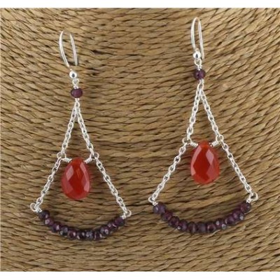 Boucles d'oreilles Grenat et Cornaline Argent 925