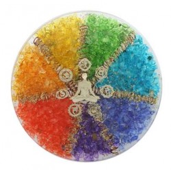 Sous verre Orgonite 7 Chakras avec symbole Méditation