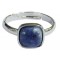 Bague Sodalite Carrée Bombée Métal argenté Ajustable