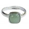 Bague Aventurine Verte Carrée Bombée Métal argenté Ajustable