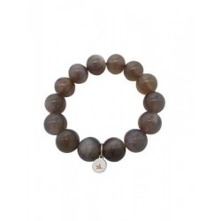 Bracelet Calcédoine Grise Perles Rondes 14 mm