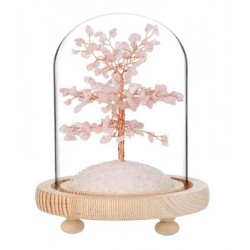 Arbre du Bonheur sous cloche Quartz Rose