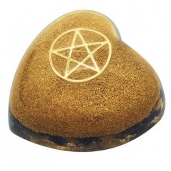 Coeur Orgonite Oeil de Tigre Pentacle