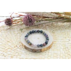 Bracelet Agate Multicolore et Hématite Perles rondes 8 mm