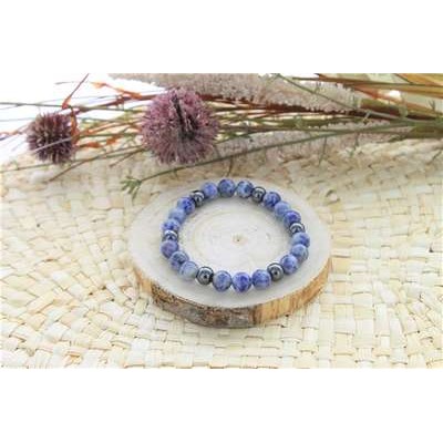 Bracelet Sodalite et Hématite Perles rondes 8 mm