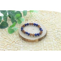 Bracelet Lapis Lazuli et Rudraksha Perles rondes 8 mm