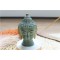 Statuette Tête de Bouddha en Laiton vert antique 11.5 cm