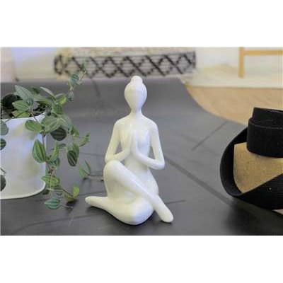 Statuette en Porcelaine Posture du Gardien Blanc brillant 17 cm