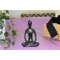 Statuette en Porcelaine Posture du Lotus Dhyana Mudra Noir mat 10 cm