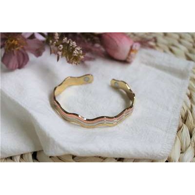 Bracelet cuivre avec Aimants Jonc Forme vagues 3 métaux Bracelet cuivre avec Aimants Jonc Forme vagues 3 métaux