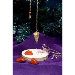 Pendule Équilibre Jaspe rouge et Achillée millefeuille