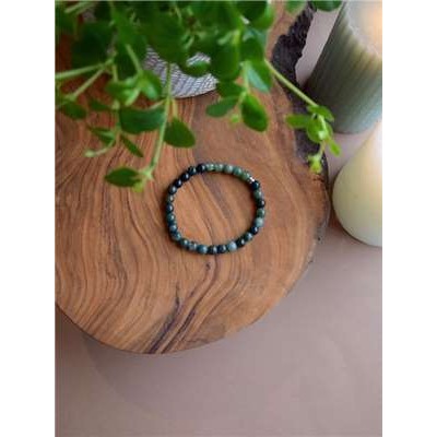 Bracelet Agate Mousse Perles rondes 6 mm