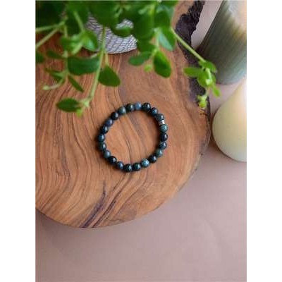 Bracelet Agate Mousse Perles rondes 8 mm