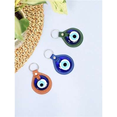 Porte-clés en Cuir Oeil de Nazar Bleu marine