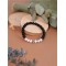 Bracelet perles rondes charms tête de mort Magnésite Obsidienne noire matte
