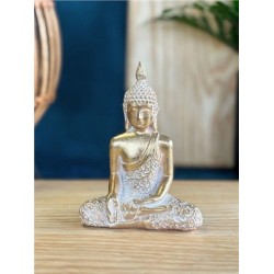 Statuette Bouddha Assis 11,5 cm - Résine - Doré
